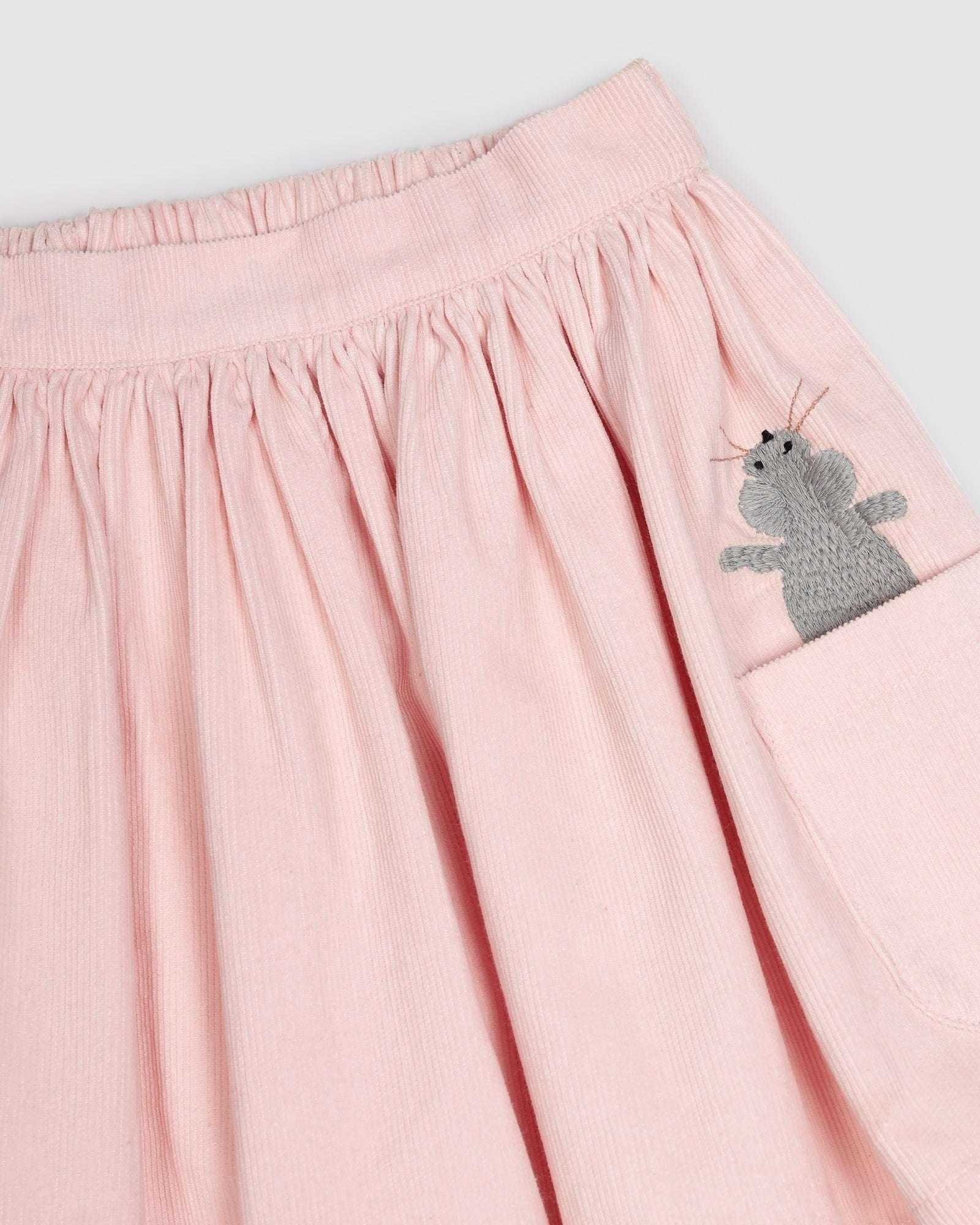 Bunny Skirt - Baby Pink Mouse Emb - ALEX & ANT