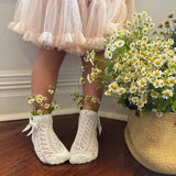 Bow Pointelle Socks - Cloud