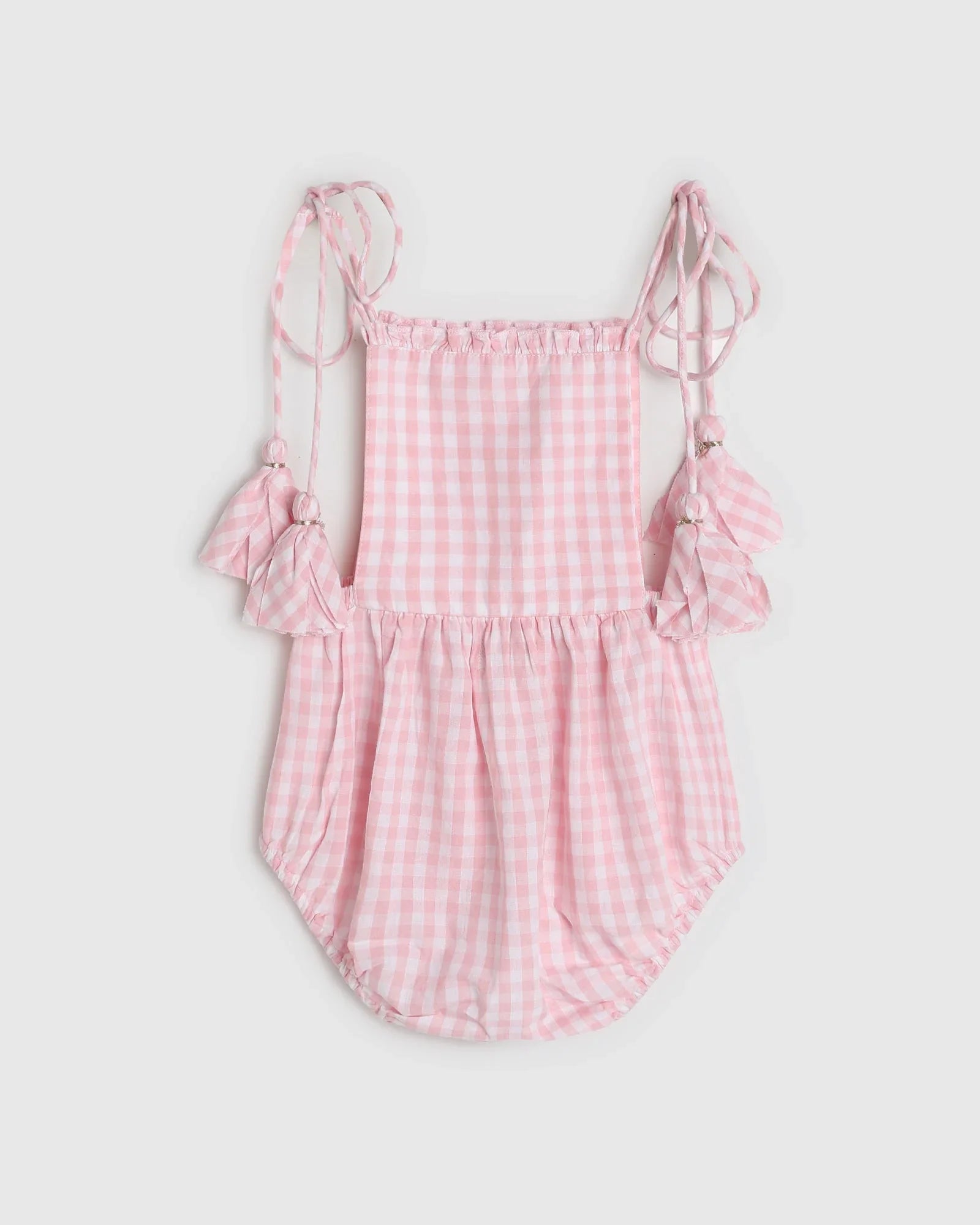 Evie Playsuit - Pink Gingham Bird - ALEX & ANT