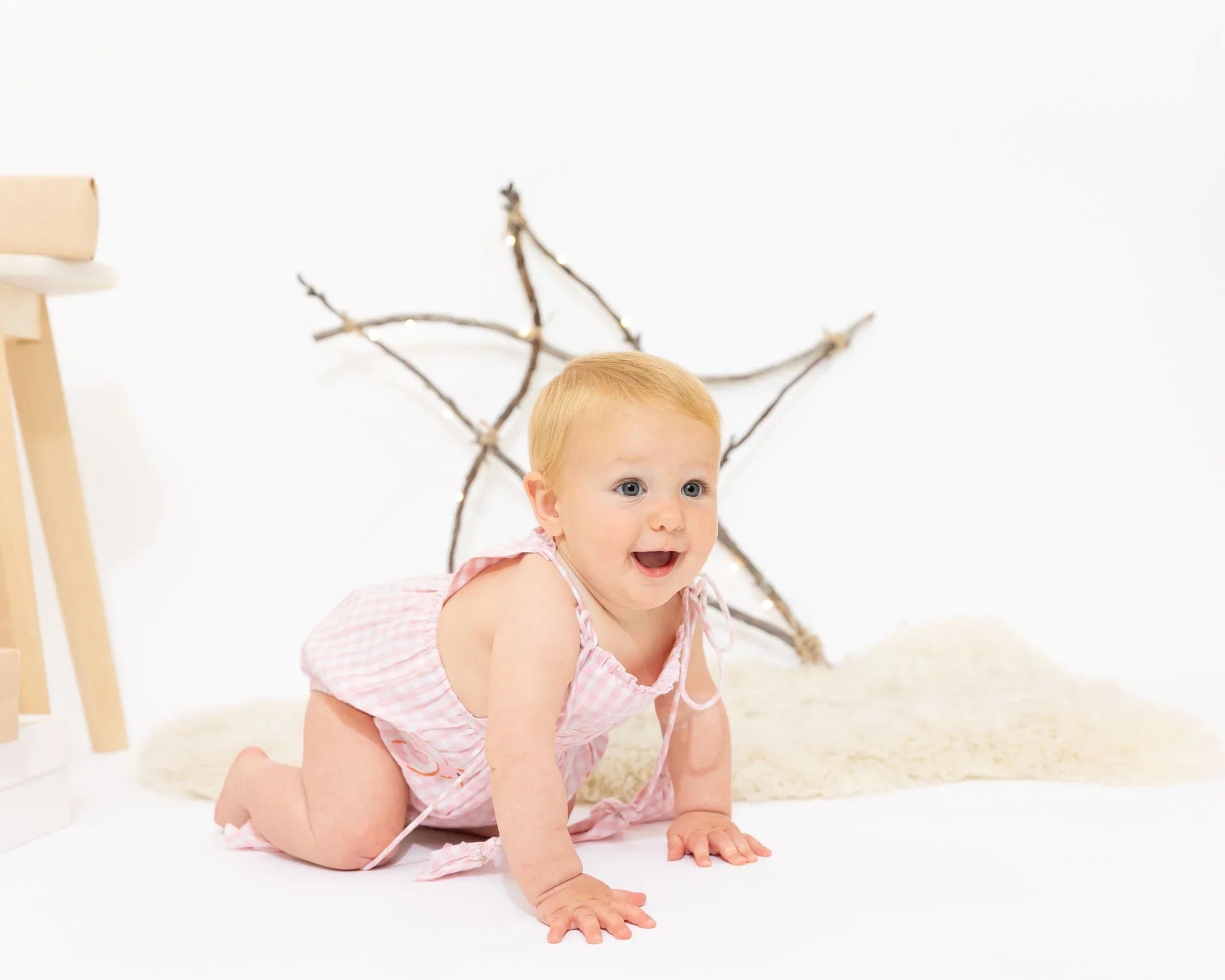 Evie Playsuit - Pink Gingham Bird - ALEX & ANT